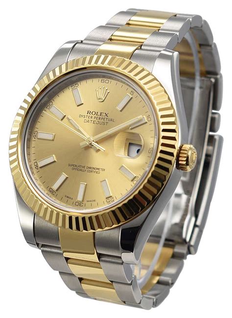 rolex datejust ii 41mm two tone champagne stick|rolex datejust 41 price.